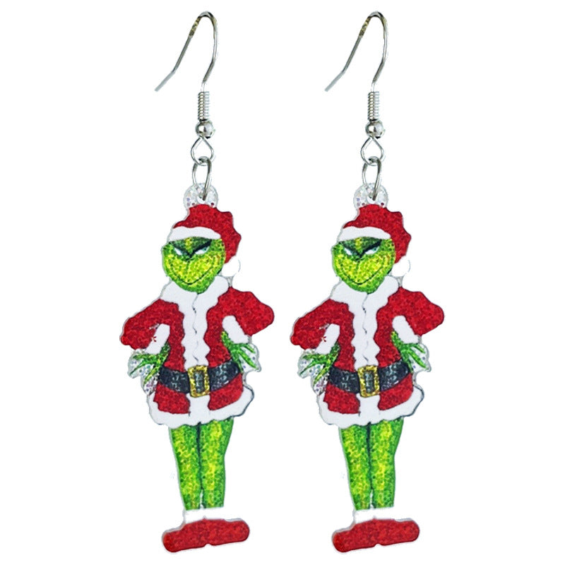Wholesale 2pcs Source: Christmas Shiny Girls Party, Gingerbread People, Colored Lights, Snowflake Earrings